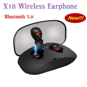 x18 tws mini earbuds wireless bluetooth 5.0 earphone 3d stereo hands noise reduction headset with mic charging box