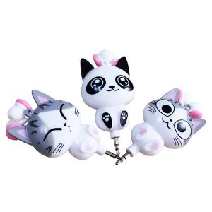 1.2m 3.5mm plug stereo earbuds cute animal portable retractable earphone with handy cable manager