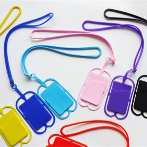 100pcs dhl universal cell phone lanyard card holder silicone wallet case credit id card bag holder pocket wallet card holder with lanyard