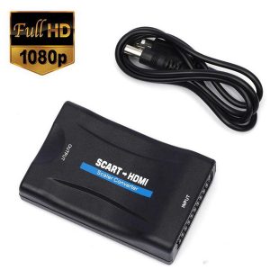 1080p hdmi to scart to hdmi composite video stereo converter audio adapter with usb cable for sky box hd tv dvd stb