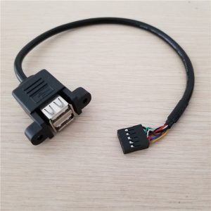 10pcs/lot dupont 10pin/9pin female to dual usb type a female panel mount adapter data extension cable 30cm