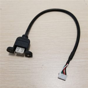 10pcs/lot usb type a female panel mount with screws to pitch 2.0mm mini 5pin data printing extension cable 30cm