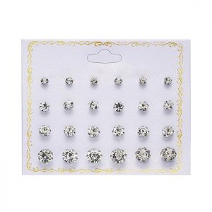 12 Pairs Brief Rhinestone Stud Earrings Set