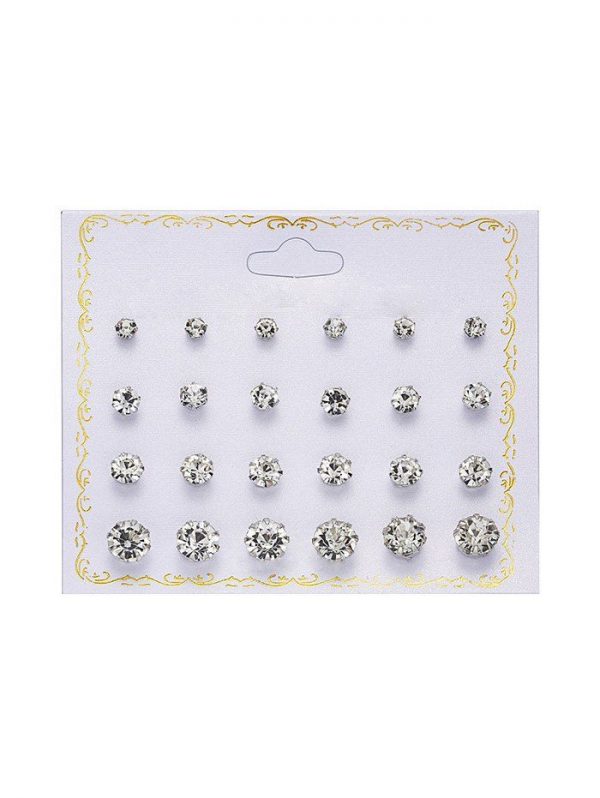 12 Pairs Brief Rhinestone Stud Earrings Set