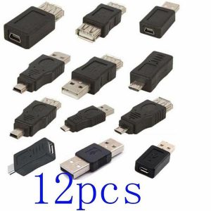 12pcs otg 5 pin f/m micro changer adapter converter usb male to female usb new