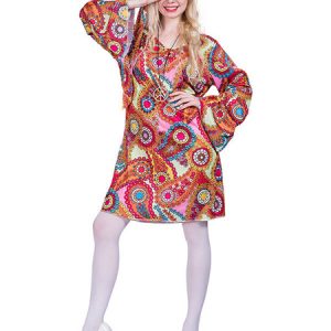 1960s Retro Costumes Women Shift Dress Hippies Halloween Costume