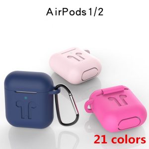 2 in 1 for apple airpods 1&2 cases silicone upset protector airpod cover earpod case anti-drop with hook dhl shipping