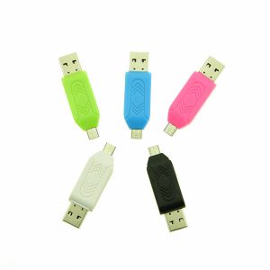 2 in 1 usb male to micro usb dual slot otg adapter with tf/sd memory card reader for android smartphone tablet samsung