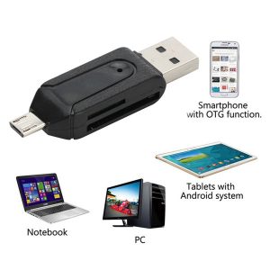 2 in 1 usb otg card reader universal micro usb otg tf/sd card reader phone extension headers micro usb otg adapter