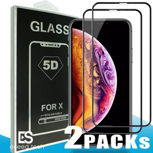 2 pack 5d tempered glass full cover curved glass for iphone xr xs max x full cover film 3d edge screen protector for iphone6 6s 7 8 plus