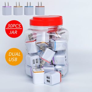 2.1a dual usb wall charger in plastic jar charger any mobile phone with colorful frame wall adapter two usb port