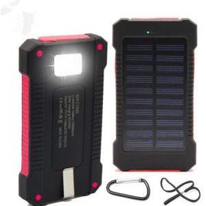 20000mah solar power bank charger with led flashlight compass camping lamp double head battery panel waterproof outdoor charging for phone