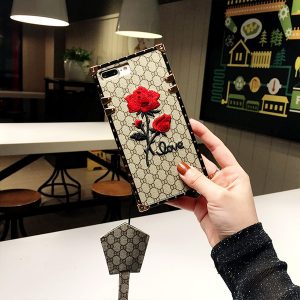 2019 new designer samsung case for s8 s8p luxury embroidered rose design back cover with same paragraph lanyard two colors wholesale