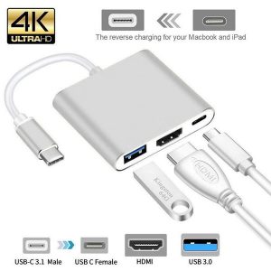 3 in 1 usb 3.0 type c to hdmi digital av & usb otg & usb c female charger adapter for macbook