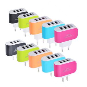 3 usb travel adapter wall charger candy 5v 3.1a eu us plug with triple port for samsung s10 note8 ipx xsmax