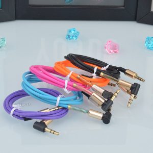 3.5mm aux cable 90° right angle head audio cable for speaker device mp3 phone radio dvd sound 1 meter multi colors male to male