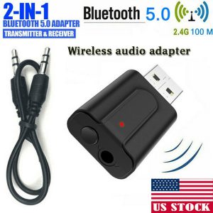 3.5mm usb wireless bluetooth 5.0 music audio stereo receiver adapter dongle for tv pc laptop