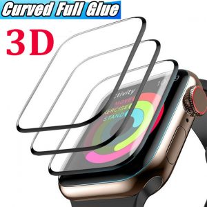 3d full covered tempered glass film screen protector 9h protective cover for apple watch iwatch tempered glass cover 38mm 42mm 40mm 44mm