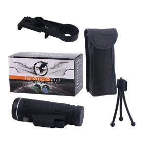 40x60 hd monocular telescope cell phone adapter included hunting, outdoor, birding, spotting wildlife, hiking