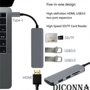 5 in 1 usb-c type c hub expander type-c usb c hub 5 in1 usb-c to 4k hdmi usb 3.0 sd tf card reader adapters converters