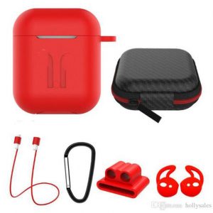 6 in 1 cases silicone protective cover for air pods headphone cover for earphone with anti lost strap earhooks also have case for i9s i10