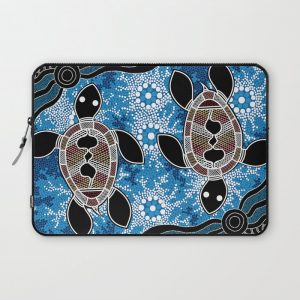 Aboriginal Art - Sea Turtles Computer Cover by Hogarth Arts - Authentic Aboriginal Art - Laptop Sleeve - 13"