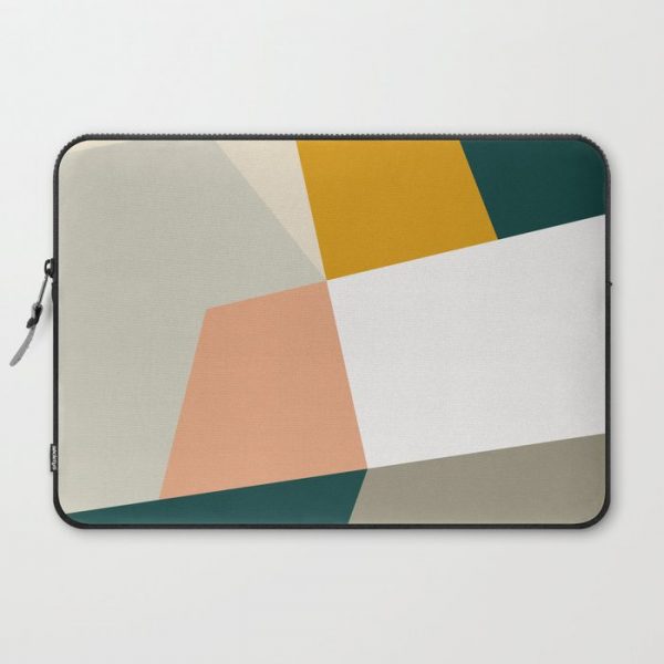 Abstract Geometric 27 Green Computer Cover by The Old Art Studio - Laptop Sleeve - 15"