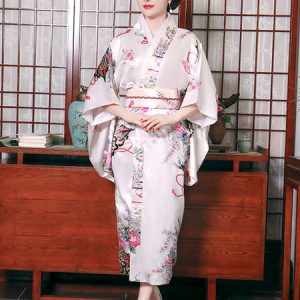 Adult's Japanes Costumes Light Pink Kimono Polyester Satin Dress Oriental Set Holidays Costumes