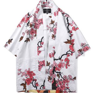 Adult's Japanes Costumes White Kimono Polyester Fiber Top Pattern Oriental Top Holidays Costumes