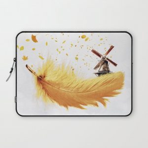 Air Feather * Yellow Feather (horizontal) Computer Cover by Luisa Azevedo - Laptop Sleeve - 13"