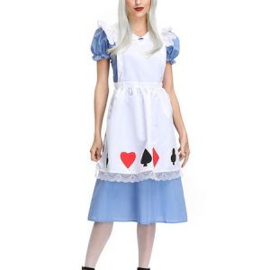 Alice In Wonderland Costumes Poker Lace Ruffles Bows Women Carnival Costumes