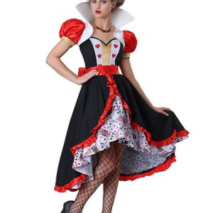 Alice In Wonderland Costumes Red Print Ruffle Bow Carnival Costumes Halloween