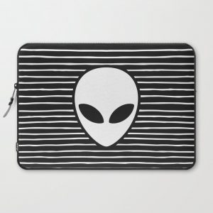 Alien on Black and White stripes Computer Cover by Cute Cute Cute - Laptop Sleeve - 15"