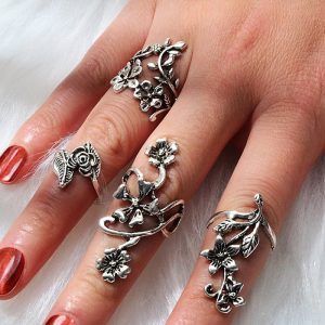 Alloy Flower Ring Set