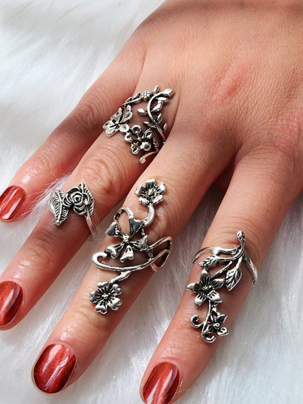 Alloy Flower Ring Set