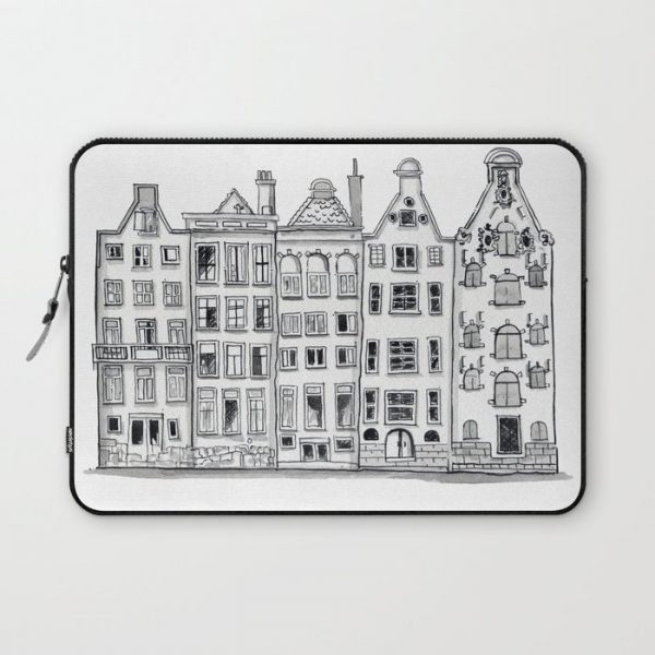 Amsterdam Canal Houses Sketch Computer Cover by THE AESTATE - Laptop Sleeve - 13"