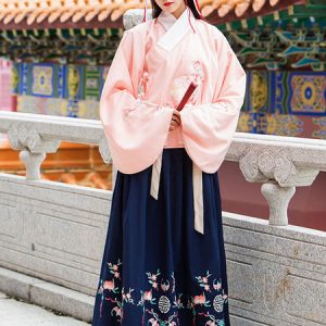 Ancient Chinese Costume Hanfu Traditional Floral Women Top And Skirt Outfit Halloween