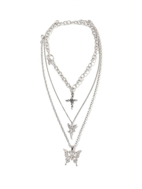 Angel Butterfly Multilayered Chian Necklace