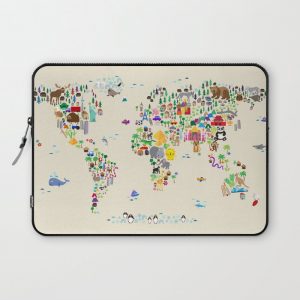 Animal Map of the World Computer Cover by artPause - Michael Tompsett - Laptop Sleeve - 13"