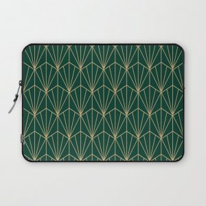 Art Deco Vector in Green and Gold Computer Cover by Becky Bailey - Laptop Sleeve - 13"