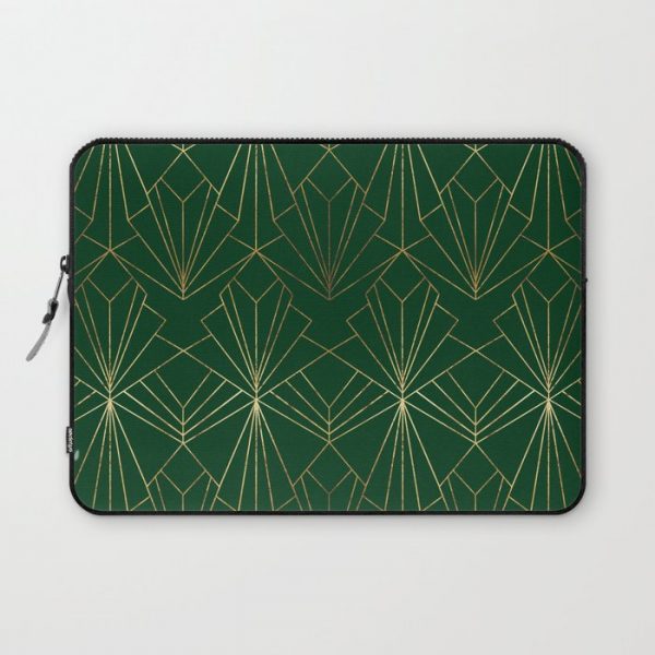 Art Deco in Gold & Green Computer Cover by Wellington Boot - Laptop Sleeve - 13"