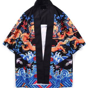 Asian Costume Kimono Black Top Pattern Adult's Men's Holidays Costumes