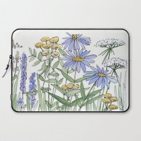 Asters and Wild Flowers Botanical Nature Floral Computer Cover by Between The Weeds - Laptop Sleeve - 15"