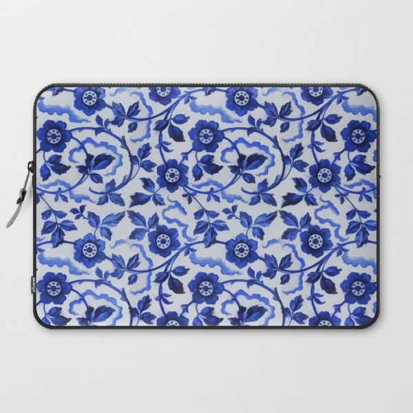 Azulejos blue floral pattern Computer Cover by CatyArte - Laptop Sleeve - 15"