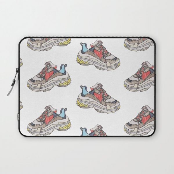 Balenciaga Triple S Sneaker Pattern Illustration Computer Cover by Quick Stop Shop - Laptop Sleeve - 13"