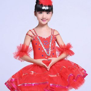 Ballet Dance Costume Yellow Sequin Beading Girls Tutu Ballerina Dress