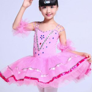 Ballet Dance Costume Yellow Sequin Beading Girls Tutu Ballerina Dress