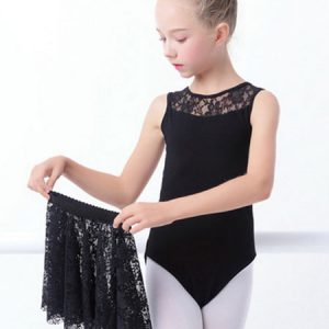 Ballet Dance Costumes Black Sleeveless Ballerina Leotards With Skirt