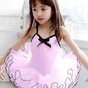 Ballet Dance Costumes Pink Strappy Sleeveless Ruffle Ballerina Costume For Kids