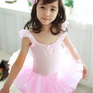 Ballet Dance Costumes White Strappy Sleeveless Orange Ruffle Ballerina Costume For Kids